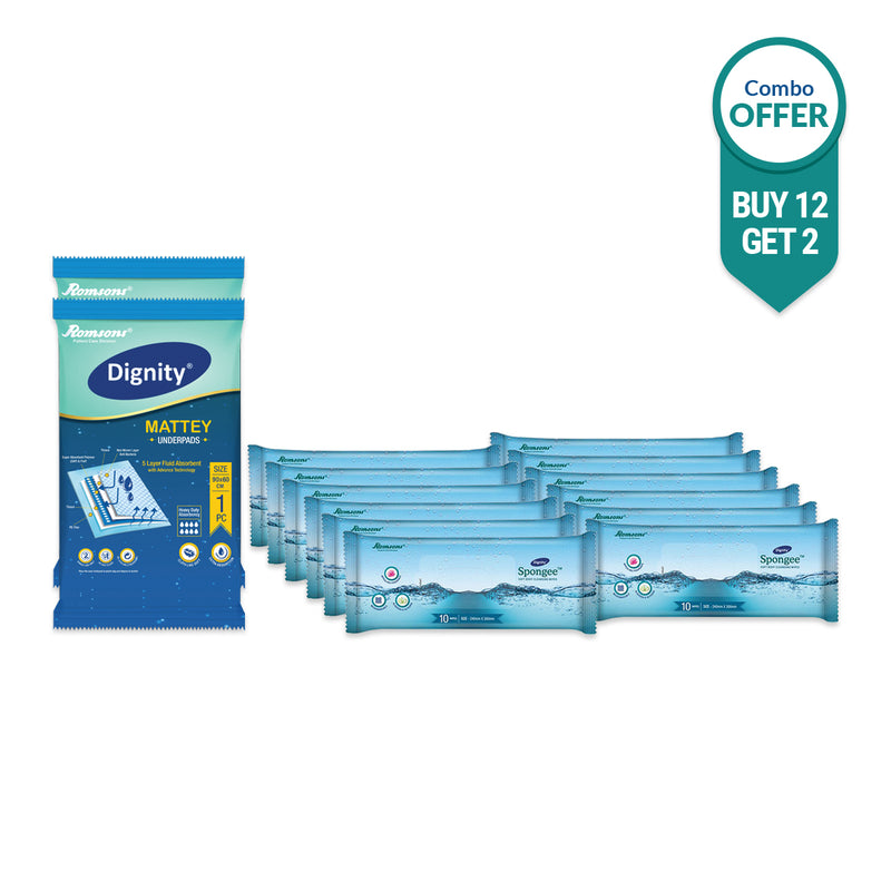 Dignity Spongee Body Wipes With Mattey Underpads