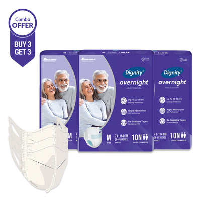 Dignity Overnight Adult Diapers With Comfit Mask ( Tape Style )