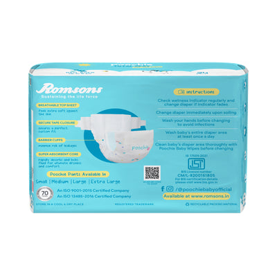 Romsons Poochie Total Play Newborn Tape Style Baby Diapers