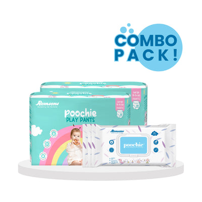 Romsons Poochie Play Pants with Poochie Baby Wipes (Pack of 3)