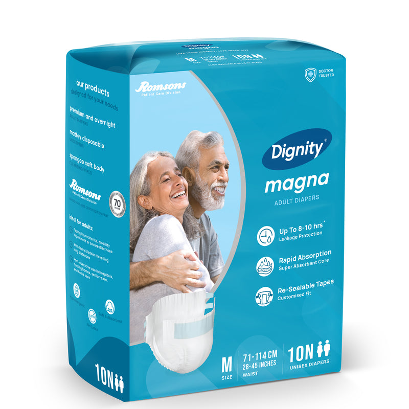 Dignity Magna Adult Diapers With Spongee Body Wipes ( Tape Style )